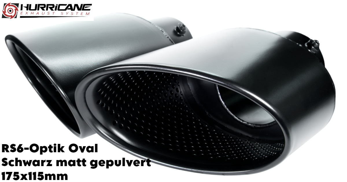 Oval Schwarz matt gepulvert 175mm x 115mm RS6-Optik  (+450,00€)